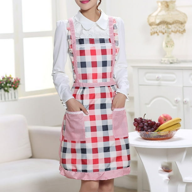 Women Floral Waterproof Kitchen Bib Aprons Cooking Baking Restaurant Apron